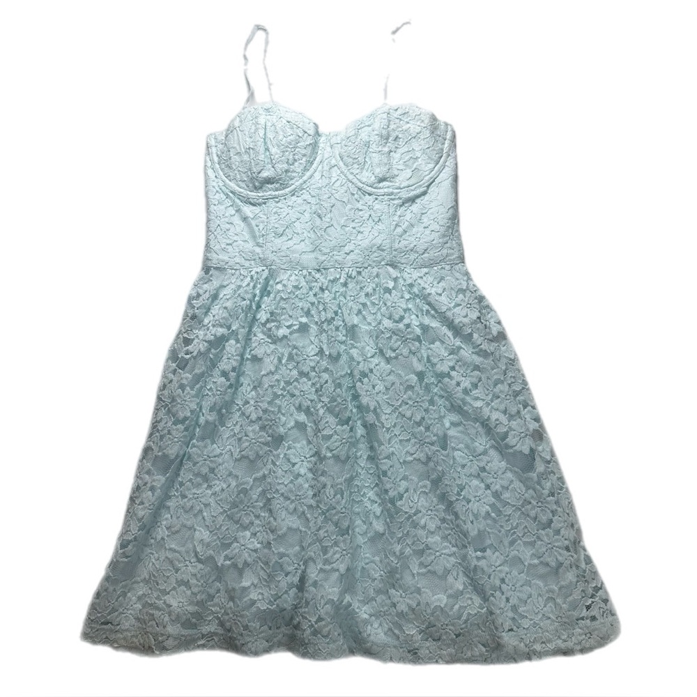 Abercrombie & Fitch Lace Bustier Fit Flare Pastel Blue Dress Size S